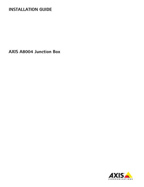 a8004 junction box|AXIS A8004 INSTALLATION MANUAL Pdf Download .